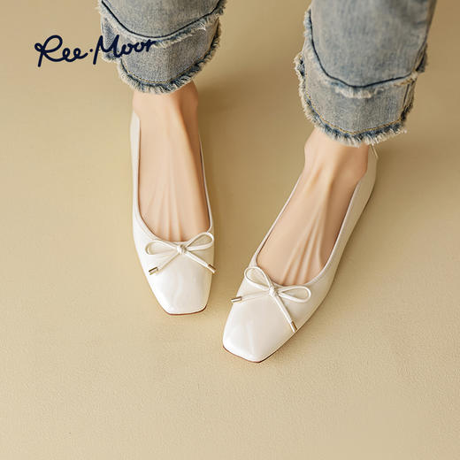 REEMOOR睿慕2025年春新款舒适软底浅口单鞋方头粗跟增高通勤女鞋R224D6 商品图5