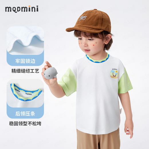 【90-140】【MQDmini】男女童夏季短袖t恤儿童圆领印花撞色上衣 商品图3
