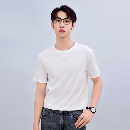 【新品上市】HX 夏季圆领短袖合体T恤桑蚕丝面料/S102522608101/02 商品图0