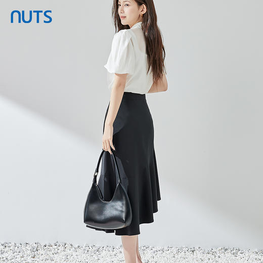 NUTS夏季新品黑色时尚优雅气质松紧腰遮肉显瘦半身裙322063018B 商品图3