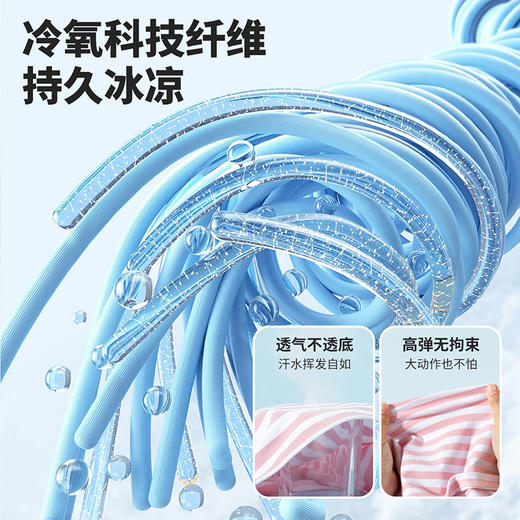 贝贝怡2025女童新款夏季凉感条纹短袖T恤花边脚口短裤轻薄透气休闲套装ZB2ET069 商品图12