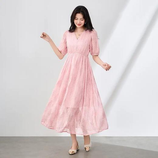 「高货wl」全新升级【铂金会员367/天猫499/差价132】(20816)洛诗琳法式重工提花刺绣连衣裙2025夏季高级感钉珠优雅长裙20816 商品图0