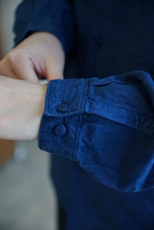 Mittan 草木浓染蓝染麻质密织衬衫(SH-118DC) 商品图2