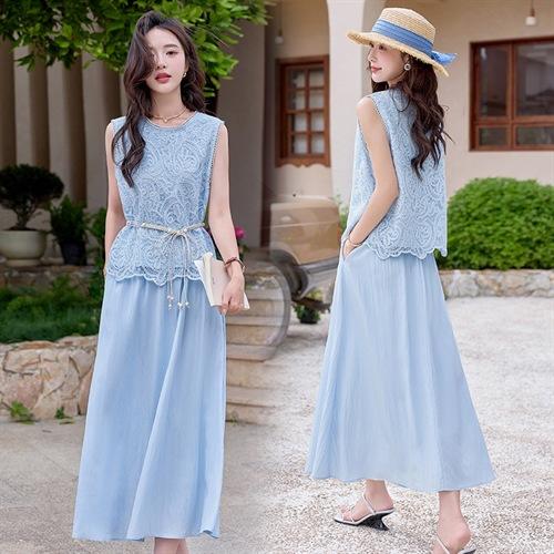 韩版时尚气质百搭，显瘦宽松无袖两件套连衣裙ABS25068 商品图2