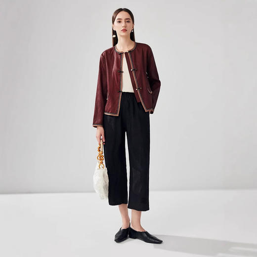 丁摩 真丝香云纱祥云提花缎外套女XZ18699 商品图3