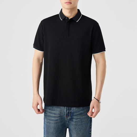 红览 夏款棉质条纹撞色翻领男士t恤70331 商品图5