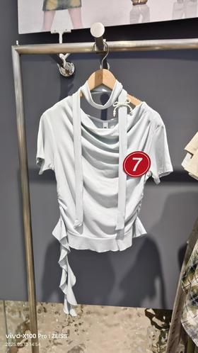 P&X设计师女装 夏  针织短款T恤 蓝色 824202515