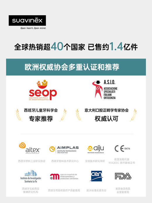 Suavinex苏维妮超软扁头安抚奶嘴0到6个月防胀气龅牙宝宝新生婴儿308090 308092 308096 308098 商品图4