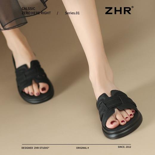 ZHR一字拖女2025新款夏季休闲百搭拖鞋女洋气ins厚底沙滩拖鞋外出 商品图8