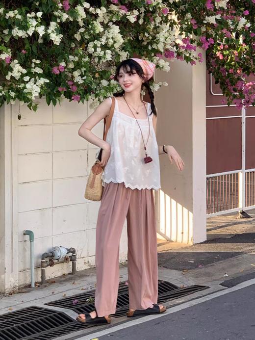 浮生八记/25A042/格纹蝴蝶结刺绣吊带连衣裙 商品图2