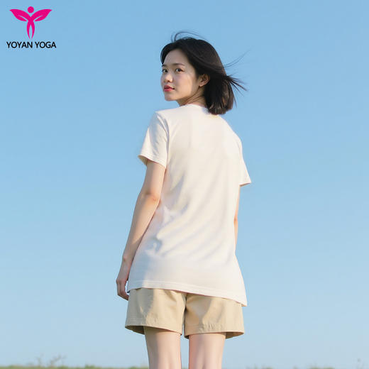 悠妍宽松落肩男女同款瑜伽服短袖T恤DX25530 天丝棉面料 商品图6
