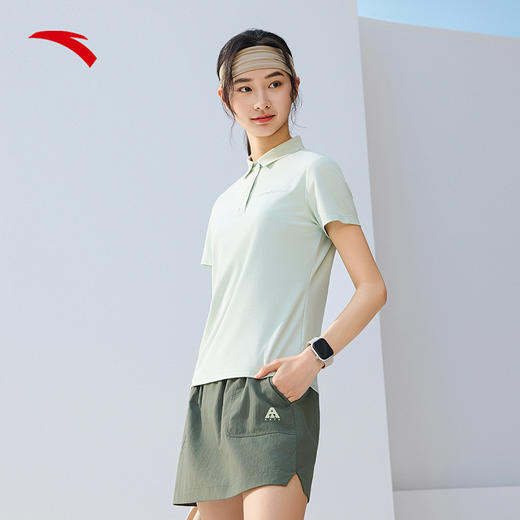 安踏冰丝POLO丨凉感短袖商务t恤女夏季新款翻领透气上衣162527119 商品图0