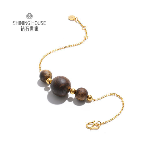 【钜惠价】【沉香黄金】钻石世家  祈愿系列·古韵鎏金项链 足金沉香项链 足金沉香手链 古韵沉香与华贵黄金碰撞组合 汇聚非遗之美【黄金产品不支持无理由退换货】预计3-5天发货 商品图3