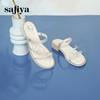 预售7天|Safiya/索菲娅2025仙女风闪钻蝴蝶一字带低跟两穿平底凉拖鞋 SFD2110410 商品缩略图6
