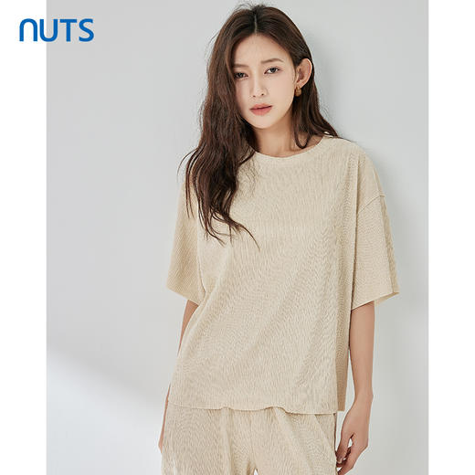 NUTS夏季新品圆领纯色时尚气质宽松短袖套头衫322021155B 商品图3