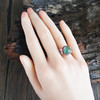 【天然正品】A货翡翠AU750白金镶钻镶天然冰种湖水蓝蛋面翡翠戒指17号（戒圈可改）女士220425NJM29 商品缩略图7