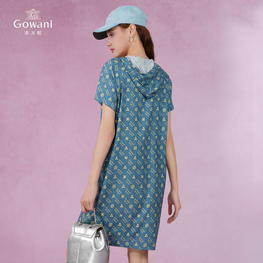 乔万尼休闲真丝连帽弹力宽松连衣裙EI2E860 商品图4