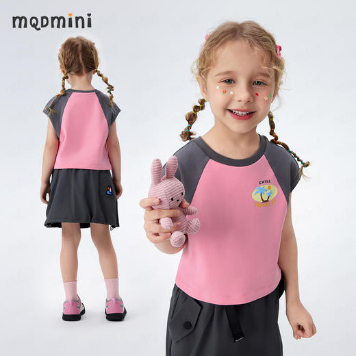 【5A抑菌】【90-140】【MQDmini】女童夏季短袖t恤中小童圆领短款印花上衣 商品图2
