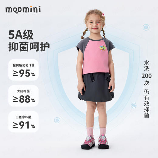 【5A抑菌】【90-140】【MQDmini】女童夏季短袖t恤中小童圆领短款印花上衣 商品图9