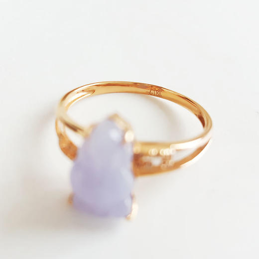 【天然正品】A货翡翠AU750玫瑰金镶钻镶天然糯种紫罗兰金鱼翡翠（年年有余）戒指14.5号（戒圈可改）女士现售价：1880！220325AH46 商品图2