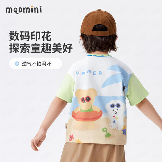 【90-140】【MQDmini】男女童夏季短袖t恤儿童圆领印花撞色上衣 商品图2