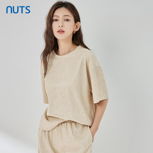 NUTS夏季新品圆领纯色时尚气质宽松短袖套头衫322021155B 商品图2