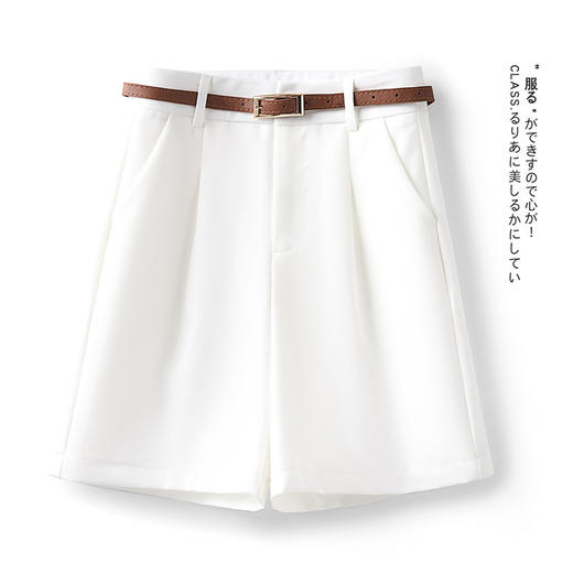 丁摩 西装短裤女夏新款高腰休闲宽松阔腿a字五分裤中裤配皮带5ZF-2122 商品图8