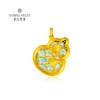 【福满厚禄系列】钻石世家  古法黄金窗花银杏葫芦珐琅吊坠  足金黄金吊坠（此款为单吊坠，不含项链，图片为搭配示意）【黄金产品不支持无理由退换货】预计3-5天发货 商品缩略图0