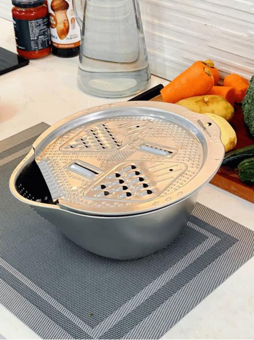 💖【品牌直发】德国易铂yispot淘米盆刨丝两件套，🔥洗菜/米+沥水+刨丝三合一，一套解决备菜所有难题！ 🤩秒变大厨，后悔没早点买！ 商品图3