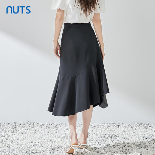NUTS夏季新品黑色时尚优雅气质松紧腰遮肉显瘦半身裙322063018B 商品图4