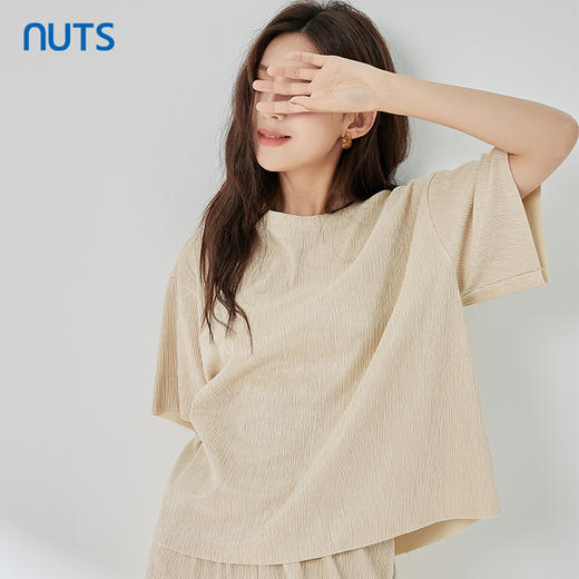 NUTS夏季新品圆领纯色时尚气质宽松短袖套头衫322021155B 商品图4
