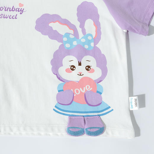 贝贝怡童装儿童套装夏季薄款女童上衣防蚊裤子两件套透气T恤夏装ZB2ET036 商品图5