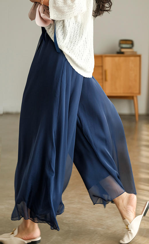 夏日清凉飘逸天丝雪纺阔腿裙裤 商品图8