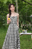 鹿向南「晨露格语」黑色格纹吊带连衣裙夏新款优雅气质显瘦长裙女 商品缩略图5