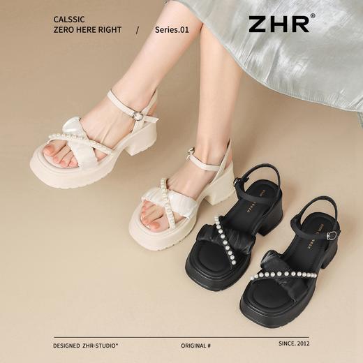 ZHR法式凉鞋女2025夏季新款增高6.5cm清凉防滑轻便珍珠高跟沙滩鞋 商品图4