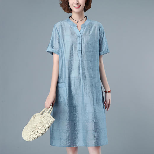 丁摩 天丝连衣裙女新款宽松大码气质夏装洋气薄款直筒裙子5ZF-1228 商品图3