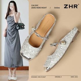 ZHR则则一字带穆勒拖鞋2025新款气质百搭包头拖鞋魔术贴时尚女鞋