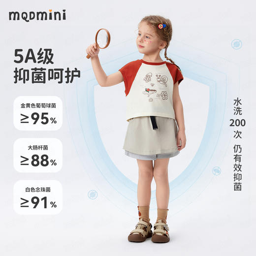【5A抑菌】【90-140】【MQDmini】女童夏季短袖t恤中小童圆领短款印花上衣 商品图8