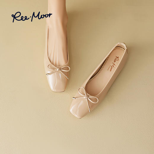 REEMOOR睿慕2025年春新款舒适软底浅口单鞋方头粗跟增高通勤女鞋R224D6 商品图9