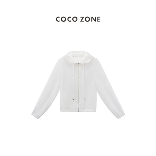 COCO ZONE夏季简约轻薄纯色上衣简约百搭宽松拉链外套CC1B1185 商品图0
