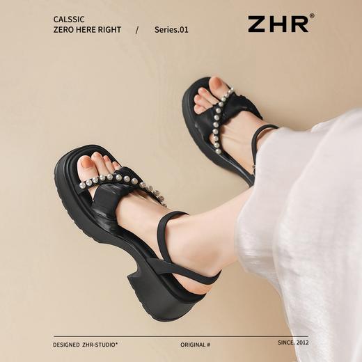 ZHR法式凉鞋女2025夏季新款增高6.5cm清凉防滑轻便珍珠高跟沙滩鞋 商品图2