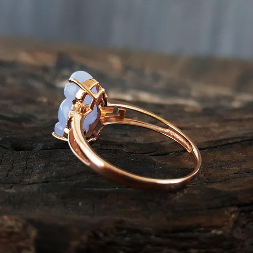 【天然正品】A货翡翠AU750玫瑰金镶钻镶天然糯种紫罗兰金鱼翡翠（年年有余）戒指14.5号（戒圈可改）女士现售价：1880！220325AH46 商品图6