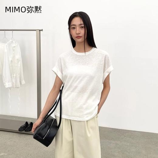MIMO弥黙！麻感棉 T 恤，进口纤维麻感棉 T ，卷边设计慵懒随性 穿出松弛高级感，圆领显瘦一绝，机洗狂甩不变形 ，百搭不挑人 商品图1