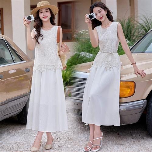 韩版时尚气质百搭，显瘦宽松无袖两件套连衣裙ABS25068 商品图3