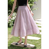 鹿向南「巴黎絮语」粉紫色气质半身裙女夏季高腰中长款a字花苞裙L55757 商品缩略图3