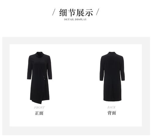 L191Y0310091136   LAUREL  歌力思集团-Laurel黑色立领七分袖不对称中长款春装衬衫裙连衣裙 商品图4