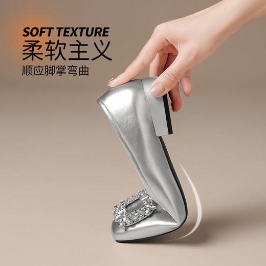 ZHR则则法式复古水钻方扣平底单鞋女2025新款百搭浅口一脚蹬女鞋 商品图4