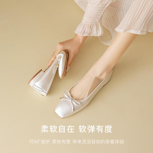 REEMOOR睿慕2025年春新款舒适软底浅口单鞋方头粗跟增高通勤女鞋R224D6 商品图2