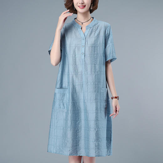 丁摩 天丝连衣裙女新款宽松大码气质夏装洋气薄款直筒裙子5ZF-1228 商品图1