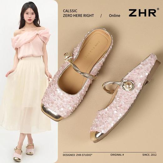 ZHR则则一字带穆勒拖鞋2025新款气质百搭包头拖鞋魔术贴时尚女鞋 商品图1